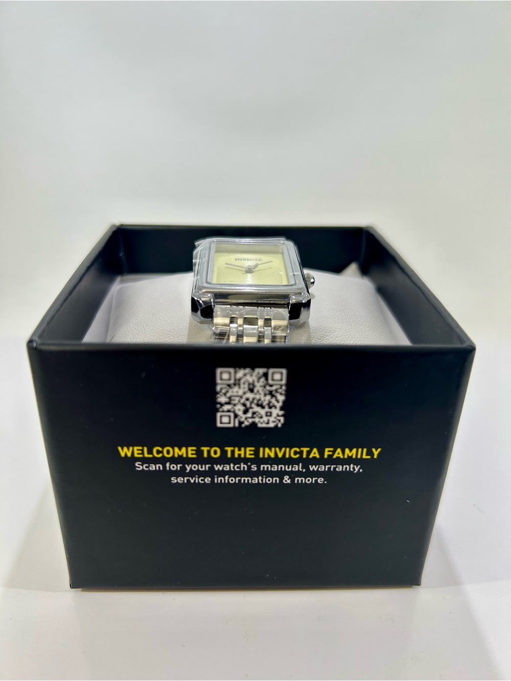 Two Tone Watch Silver Bracelet with Gold Dial 26mm Invicta Rectangular - Picture 8 of 10